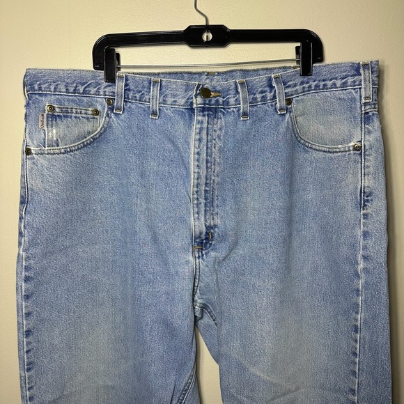 Carhartt Men's Relaxed Fit Straight Leg Flat Front Blue Denim Jeans 44X32 - Picture 2 of 11